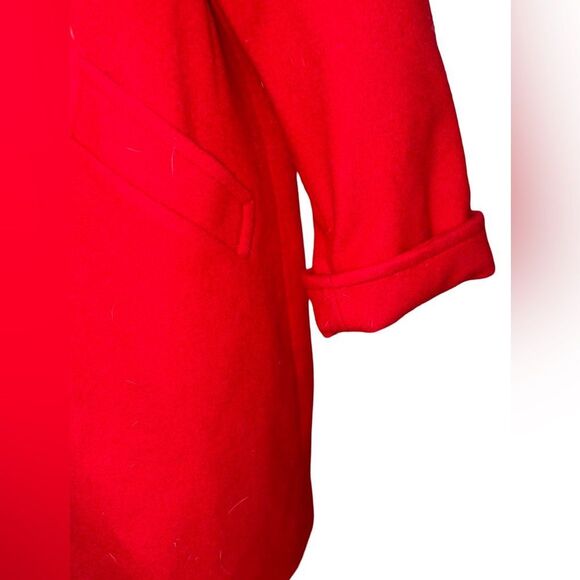 Mackintosh Red Wool Blend Hooded Duffle Coat Black Toggle Fasteners size 12P - Picture 6 of 12